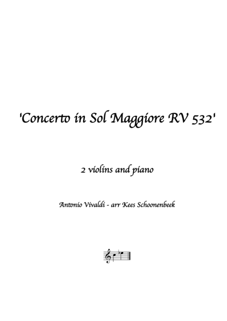 Concerto in Sol Maggiore RV 532 (arr. Kees Schoonenbeek)
