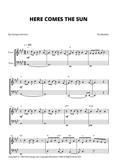 Here Comes The Sun (arr. Cadenza Editions)