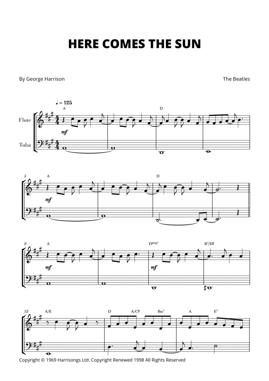 Here Comes The Sun (arr. Cadenza Editions)
