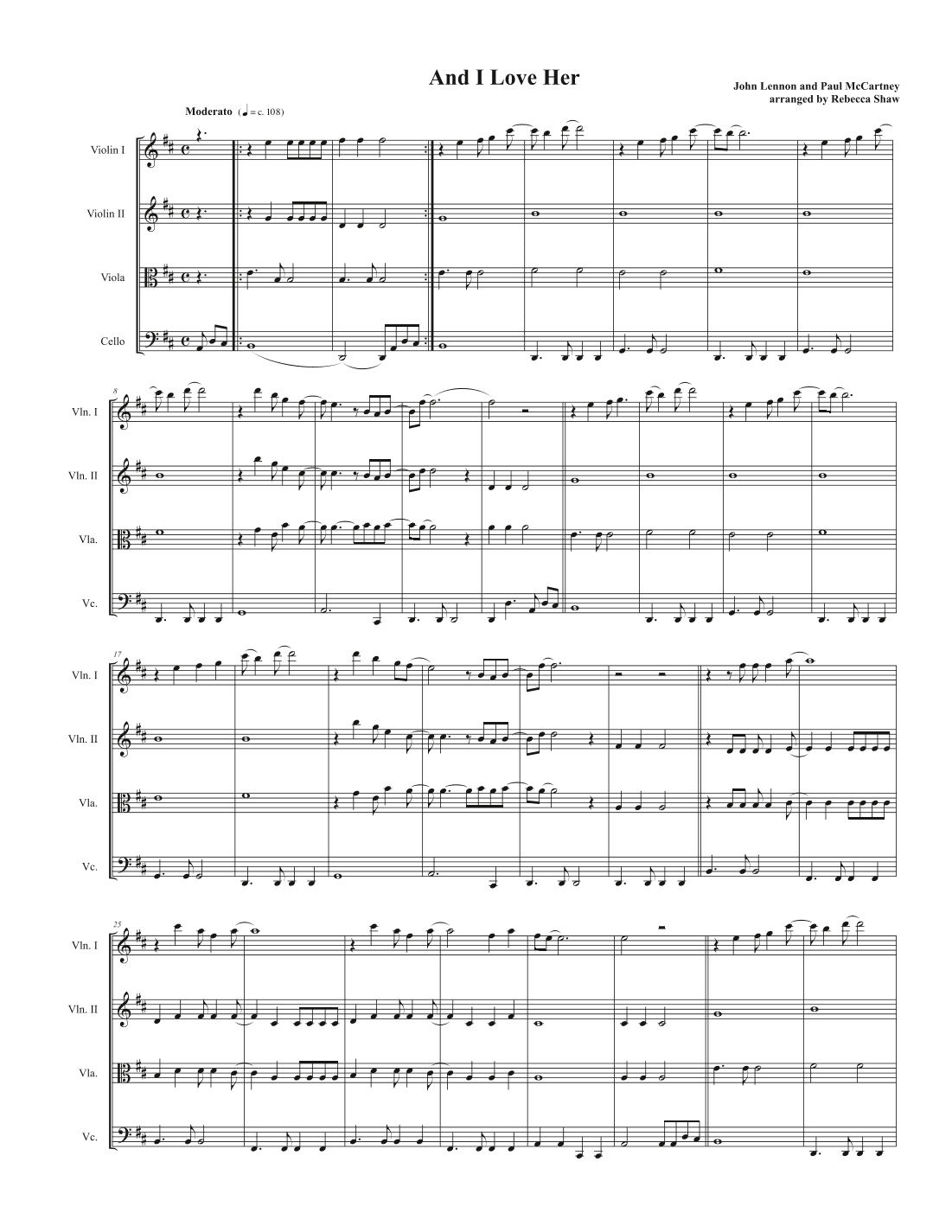 And I Love Her (arr. Rebecca Shaw)