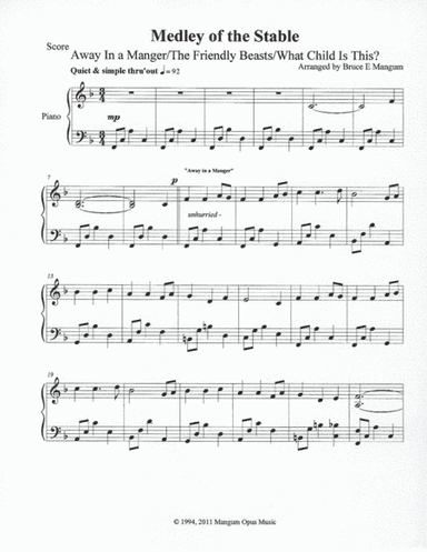 Medley of the Stable - Medley (arr. Arranged by Bruce E Mangum)