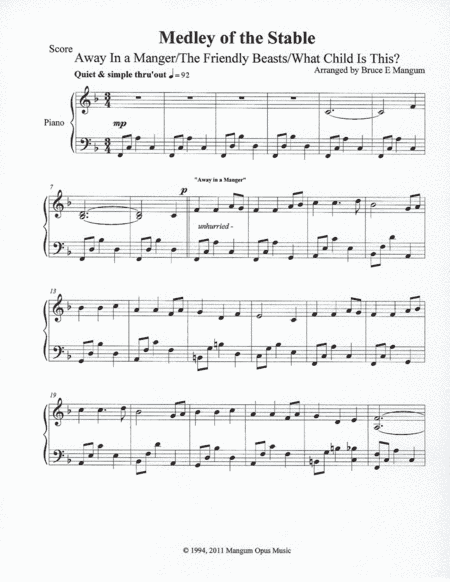 Medley of the Stable - Medley (arr. Arranged by Bruce E Mangum)