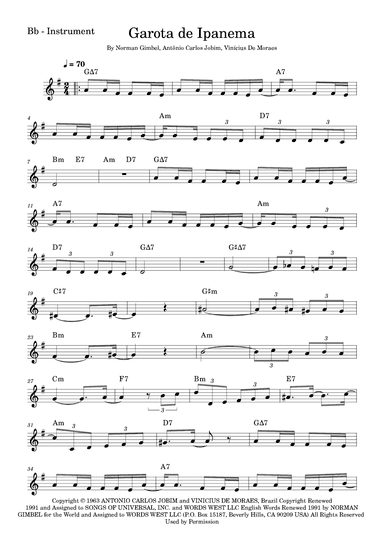 The Girl From Ipanema (garôta De Ipanema) (arr. Fabio Eduardo de Oliveira)