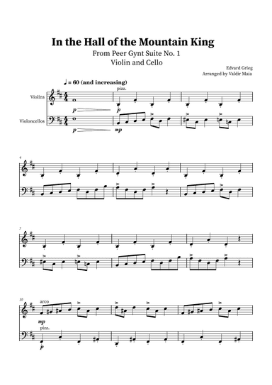In The Hall Of The Mountain King - Violin and Cello Duet (arr. Valdir Maia)