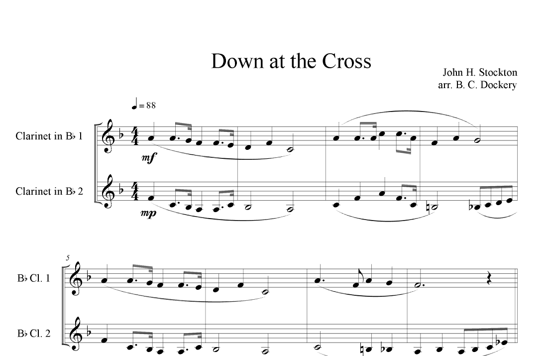 Down at the Cross (Clarinet Duet) (arr. B. C. Dockery)