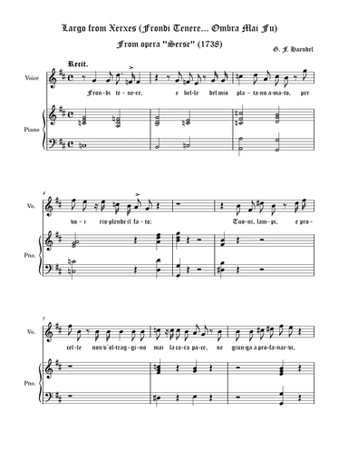 Largo from Xerxes (Frondi Tenere... Ombra Mai Fu) - G major (G-dur)
