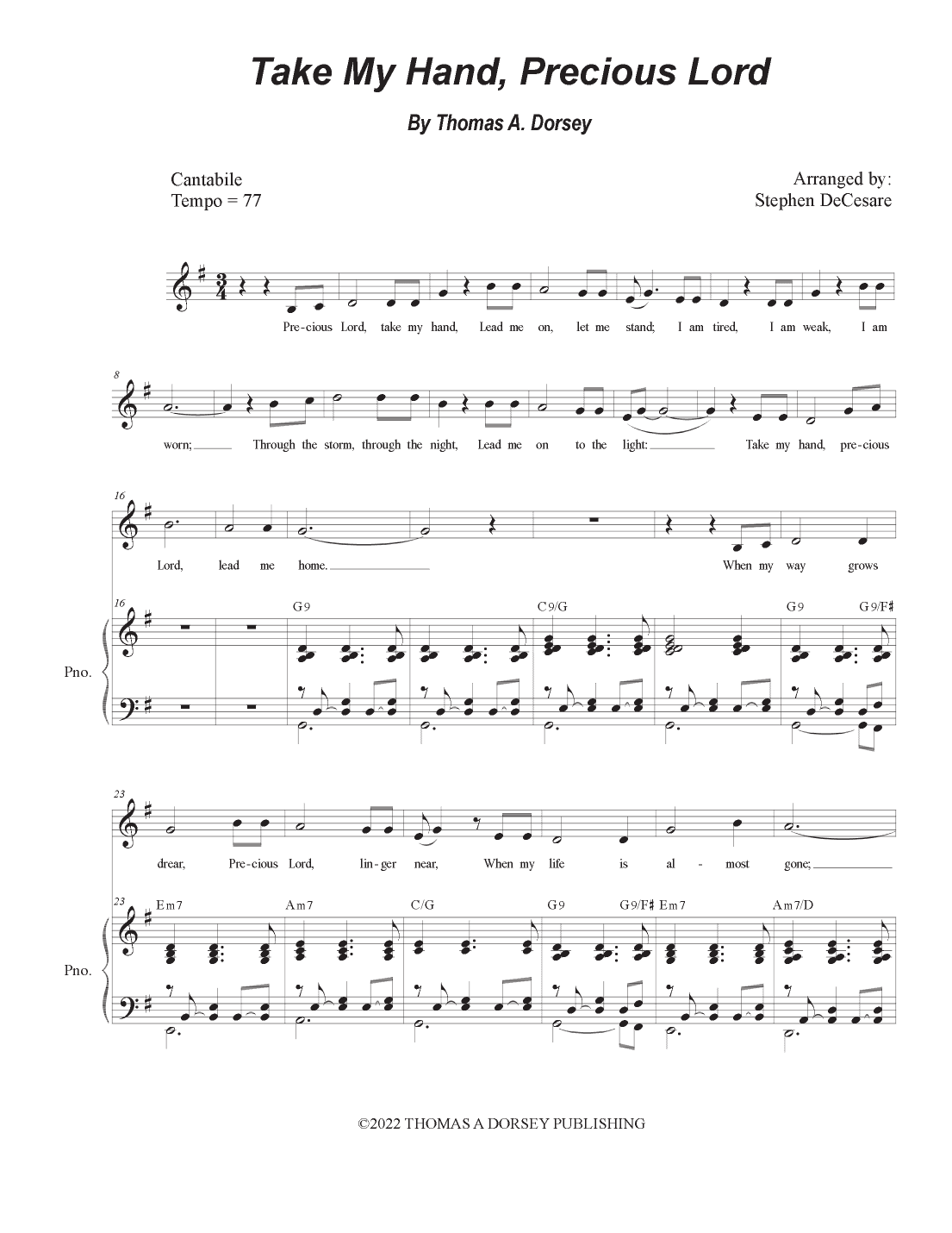 Take My Hand, Precious Lord (arr. Stephen DeCesare)
