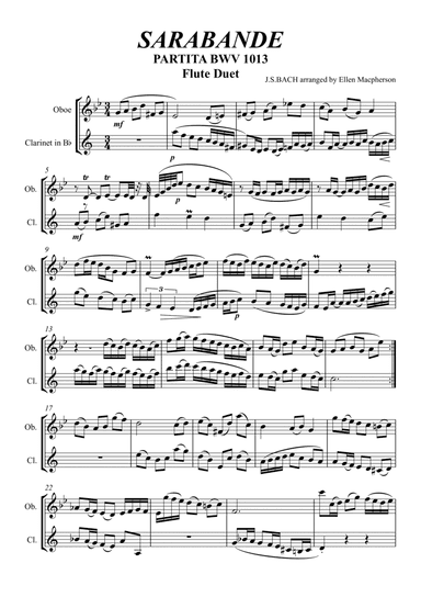 Sarabande by J.S.BACH - Oboe and Clarinet Duet (arr. Ellen Macpherson)