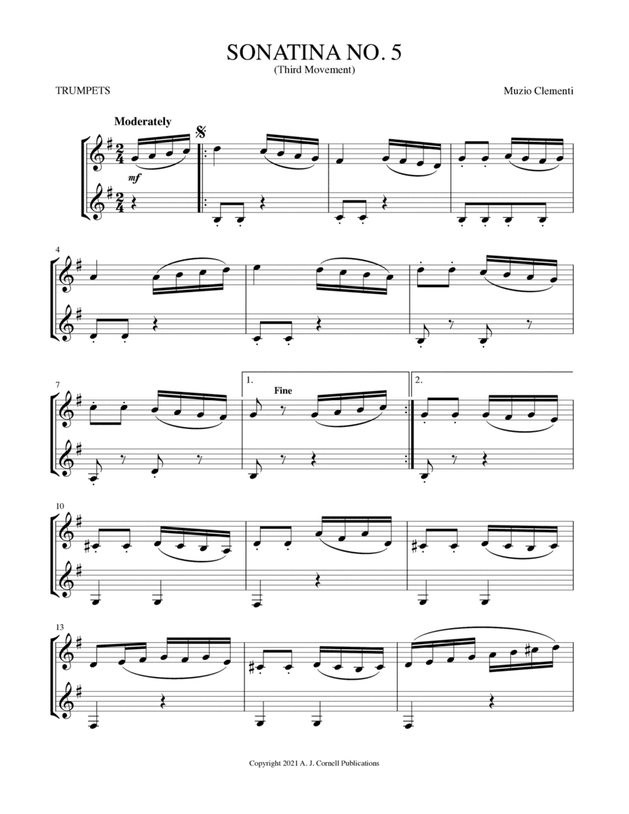 Sonatina No. 5 (Third Movement) (arr. Mark Phillips)