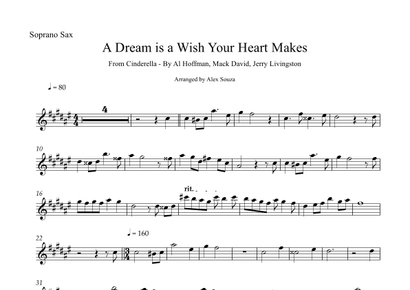 A Dream Is A Wish Your Heart Makes (arr. Alex Souza)