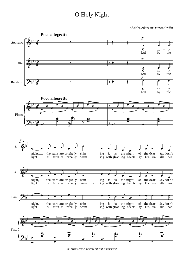 O Holy Night (SABar & piano) (arr. Steven Griffin)