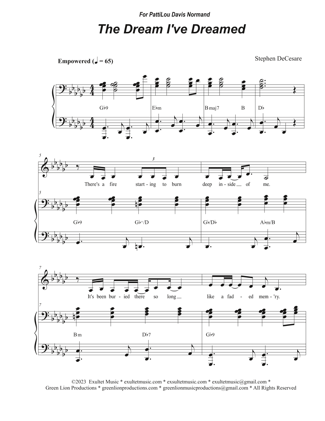 The Dream I've Dreamed (Vocal solo - Medium Key)