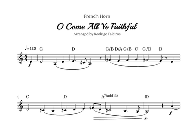 O Come All Ye Faithful (for french horn solo) (arr. Rodrigo Faleiros)