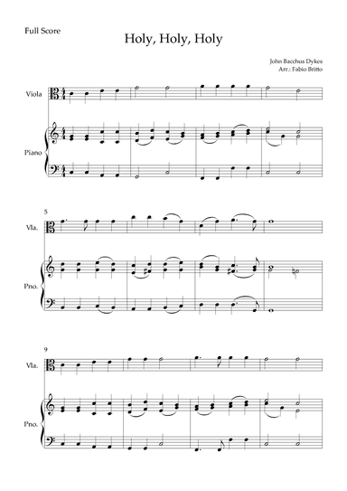 Holy, Holy, Holy (Traditional Christian Song) for Viola Solo and Piano Accompaniment (arr. Fabio Britto)
