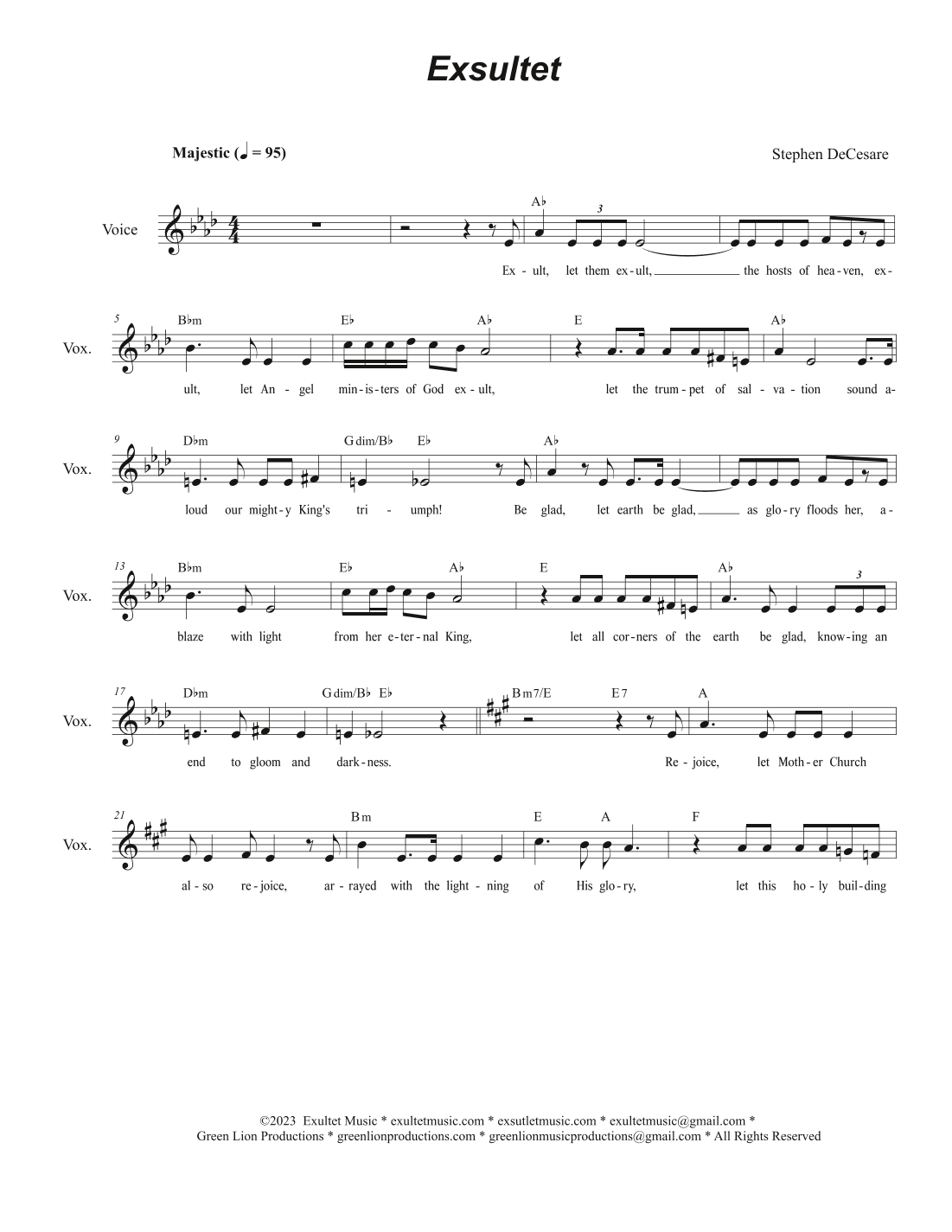 Exsultet (Solo with SATB) (Lead Sheet - Vocal Edition)