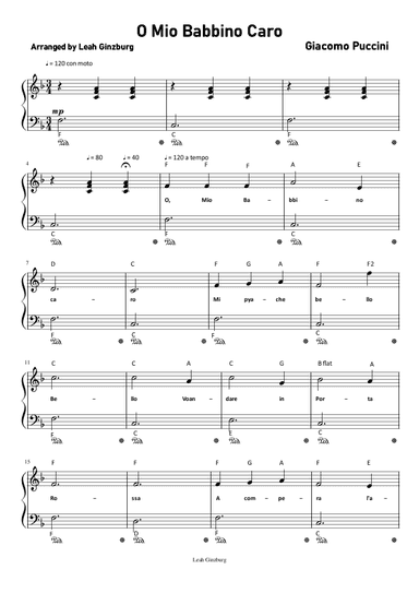 O Mio Babbino Caro (arr. Leah Ginzburg)