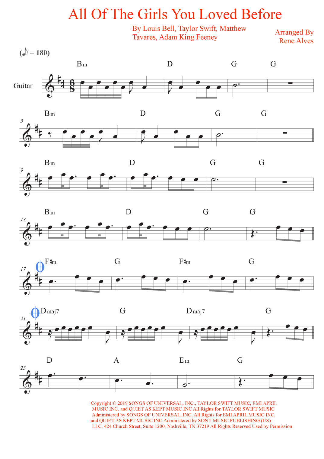 All Of The Girls You Loved Before (arr. Rene Alves)