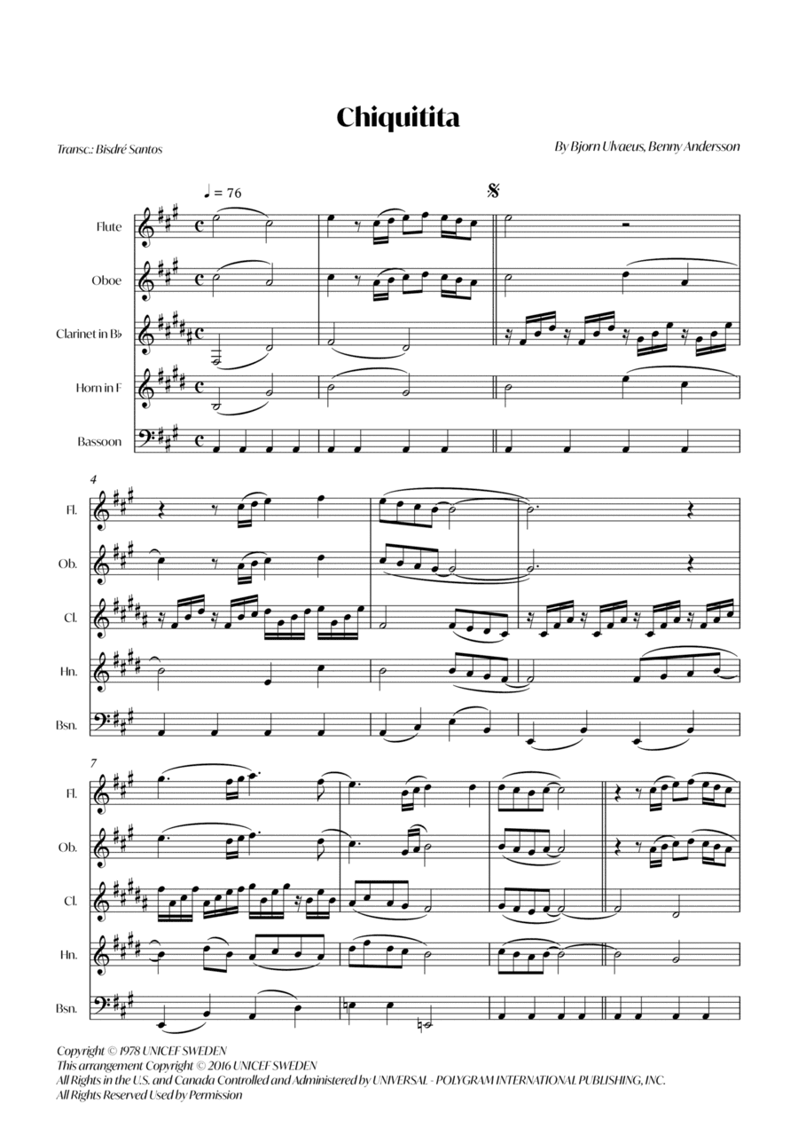 Chiquitita (arr. Bisdre Santos)