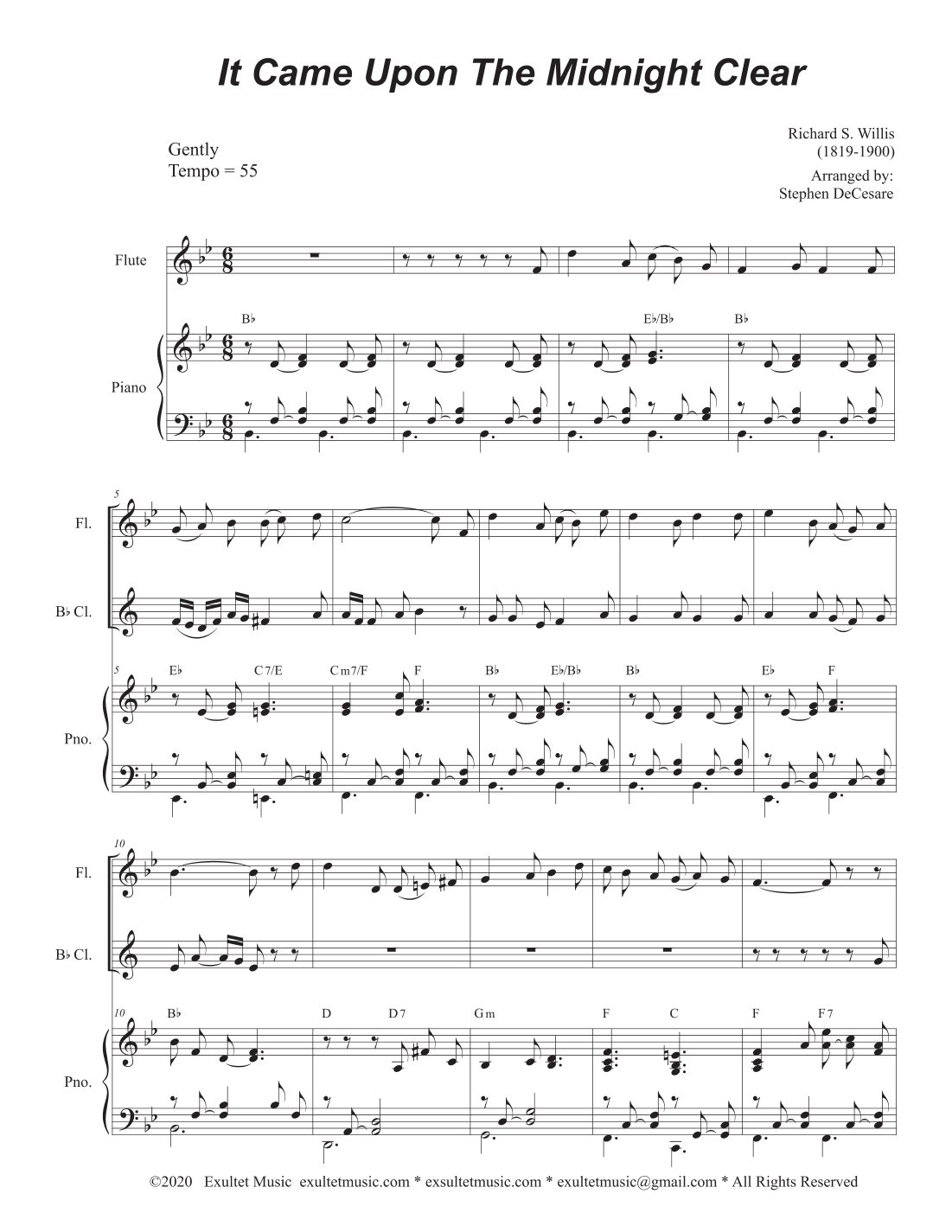 It Came Upon The Midnight Clear (Duet for Flute and Bb-Clarinet) (arr. Stephen DeCesare)