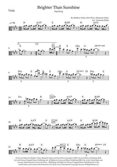 Brighter Than Sunshine (arr. Fernando Britto)
