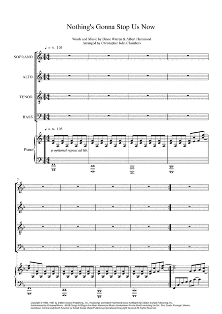 Nothing's Gonna Stop Us Now (arr. Christopher John Chambers)