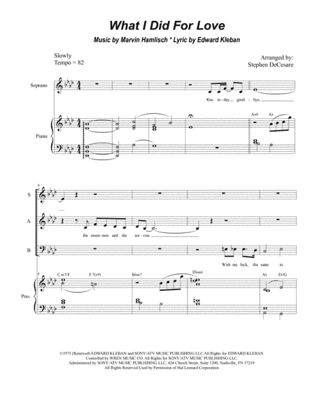 What I Did For Love (arr. Stephen DeCesare)
