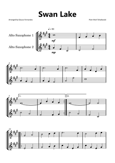 Swan Lake - Alto Saxophone Duet (arr. Glauco Fernandes)