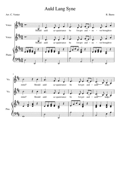 Auld Lang Syne (arr. Caroline Venter)