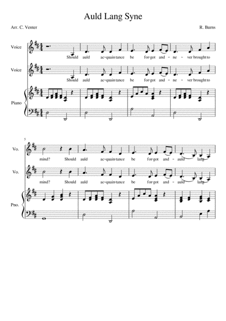 Auld Lang Syne (arr. Caroline Venter)