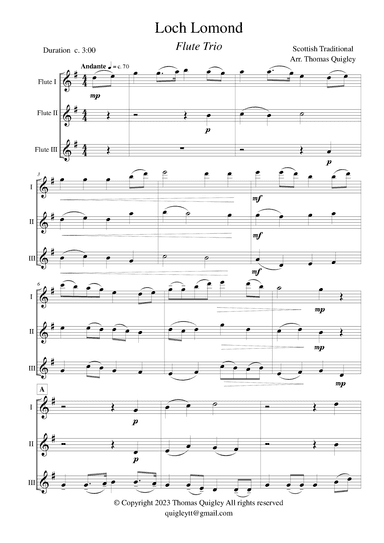 Loch Lomond (Flute Trio) (arr. Thomas Quigley)