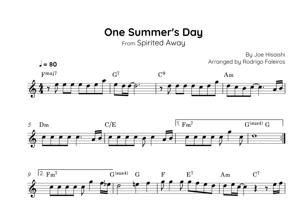 One Summer's Day (arr. Rodrigo Faleiros)