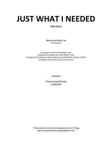 Just What I Needed (arr. Jim Farley)