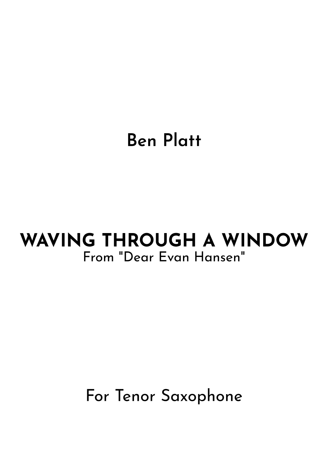 Waving Through A Window (arr. Jireh J.)