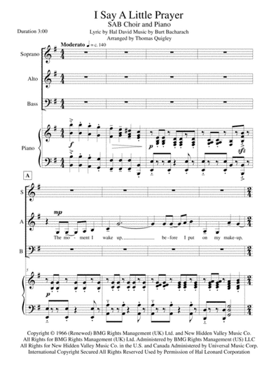 I Say A Little Prayer (arr. Thomas Quigley)