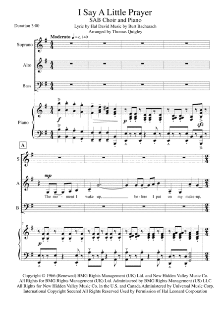 I Say A Little Prayer (arr. Thomas Quigley)