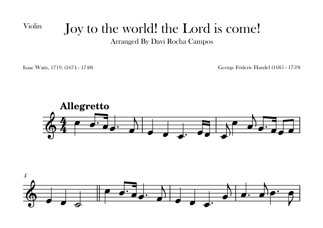 Joy to the world! the Lord is come! (arr. Davi Rocha Campos)