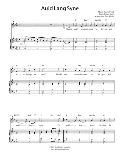 Auld Lang Syne (piano vocal) (arr. Len Rhodes)