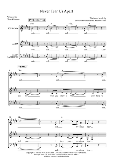 Never Tear Us Apart (arr. Claire Coleman)