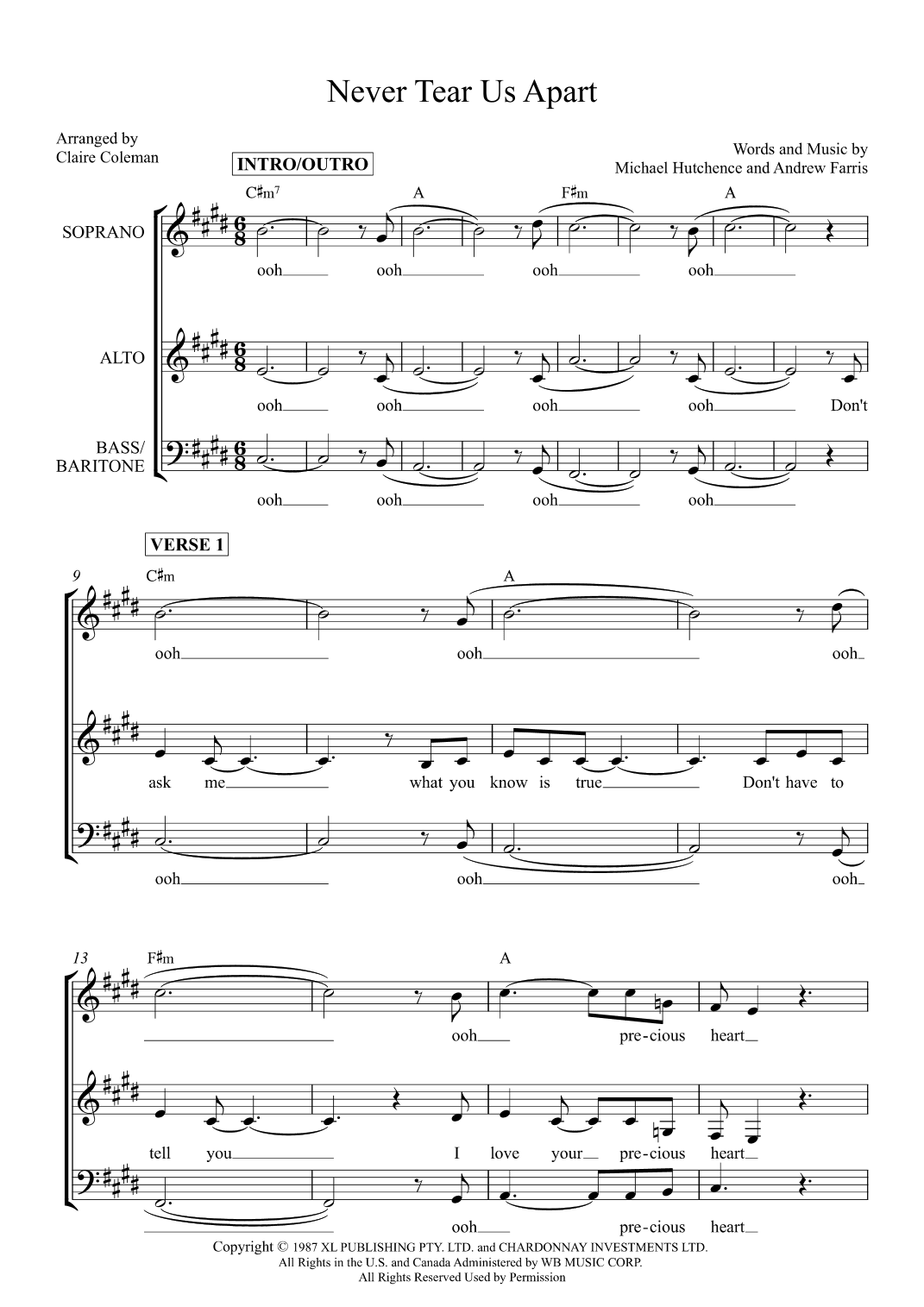 Never Tear Us Apart (arr. Claire Coleman)
