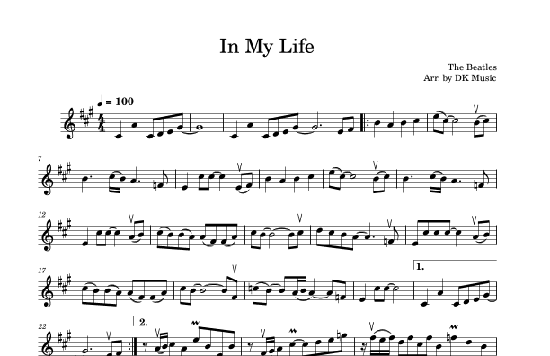 In My Life (arr. DK Music)