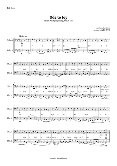 Ode to Joy for Tuba Duet by Beethoven Opus 125 (arr. れある やすけ)