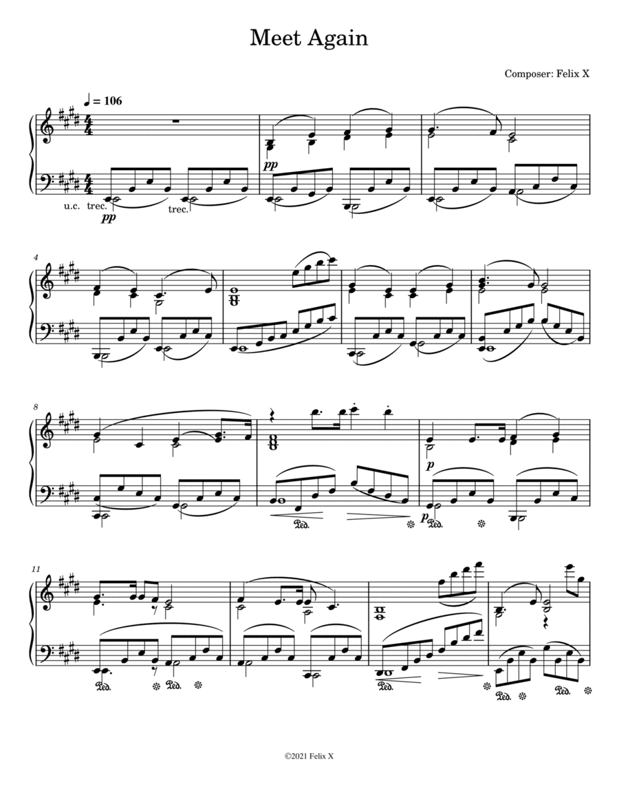 Meet Again: Piano Solo in E Major