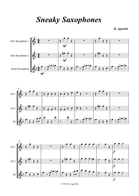 Sneaky Saxophones - Trio for Young Sax Players (AAT)