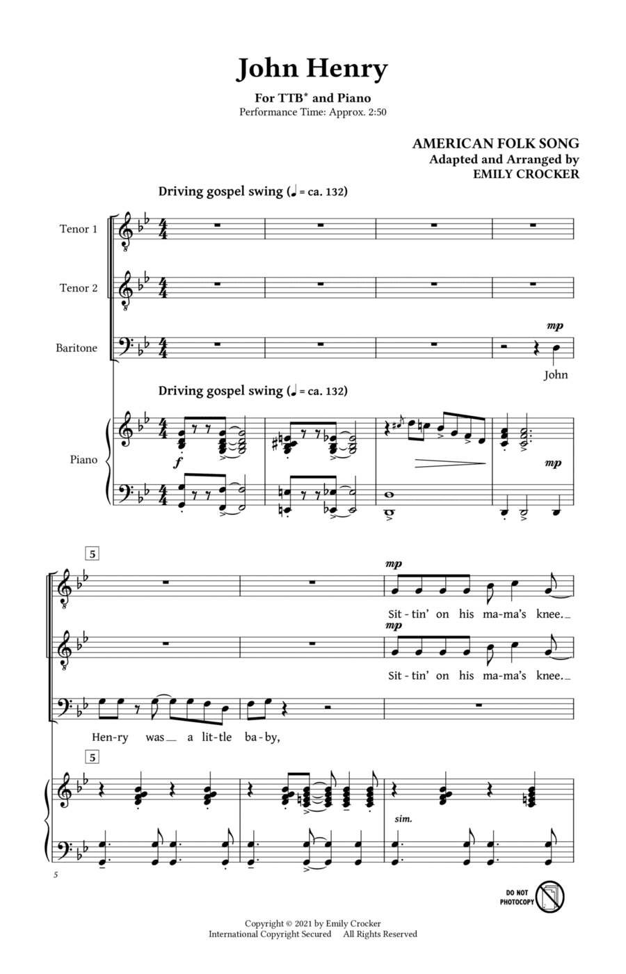 John Henry TTB (arr. Emily Crocker)