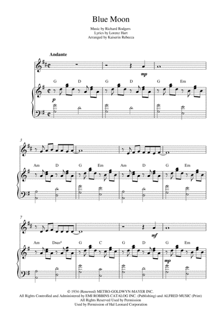 Blue Moon (arr. Kaiserin Rebecca)