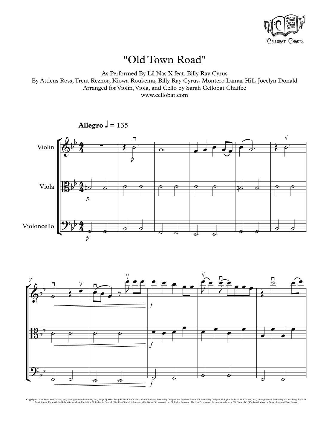 Old Town Road (remix) (arr. Sarah Cellobat Chaffee)