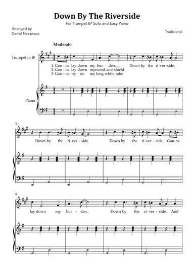 Down By The Riverside (For Trumpet in Bb and Easy Piano) (arr. Daniel Nakamura)