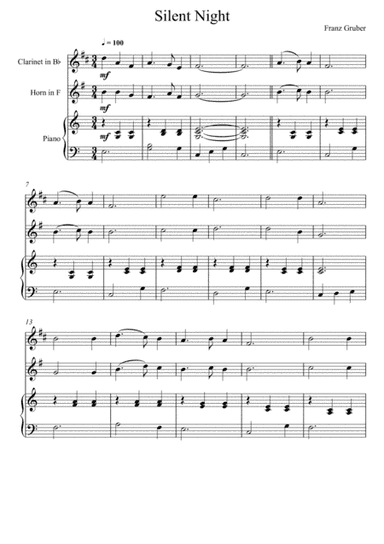 Franz Gruber - Silent Night (Clarinet and Horn in F Duet) (arr. André Laitano)