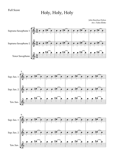 Holy, Holy, Holy (Traditional Christian Song) for Saxophone Trio (arr. Fabio Britto)
