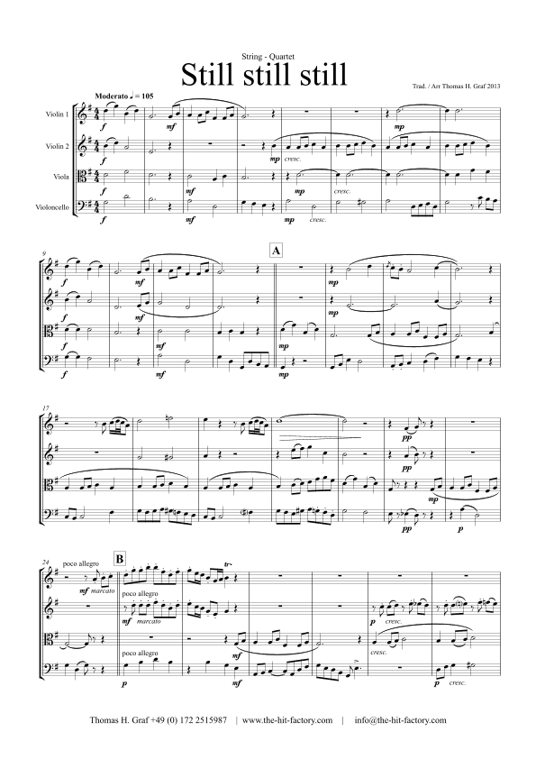 Still Still Still - Christmas song - String Quartet - G (arr. Thomas Graf)